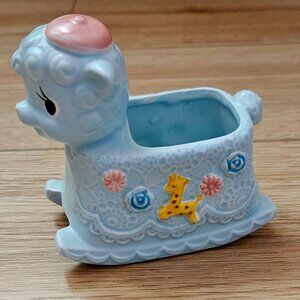 Vintage Ceramic Rocking Lamb Planter/Container